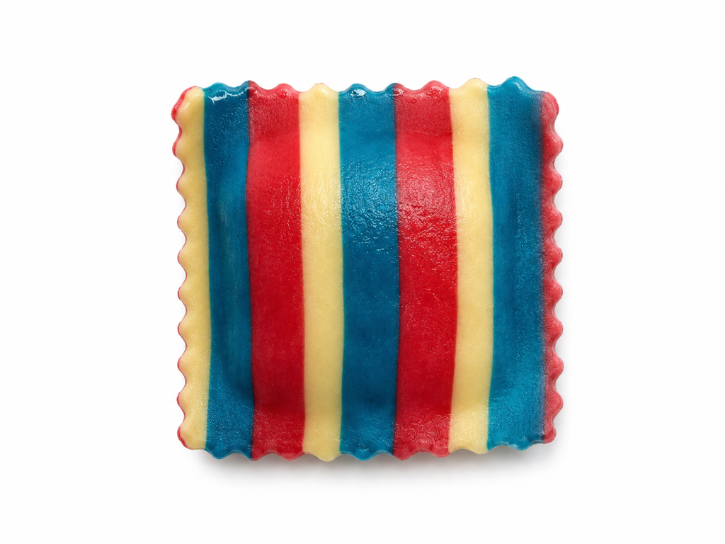 Striped Tri-Color (Red ,Blue and Egg Pasta)